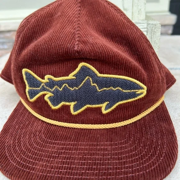Nice! PATAGONIA Large Fish Logo CORDUROY Snapnack Hat - Picture 6 of 7